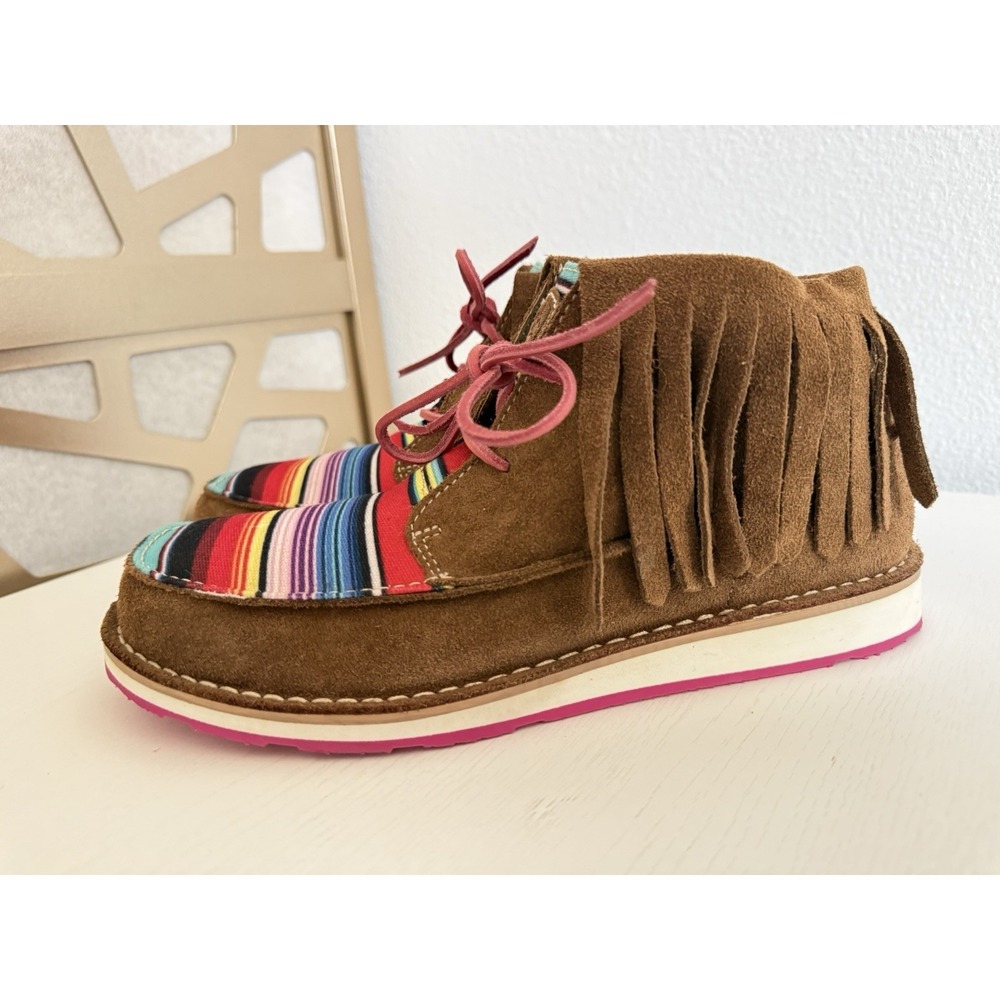 Ariat Cruiser Ankle Boots Women's Fringe Brown Suede Serape Moccasin Shoes 8.5 B
